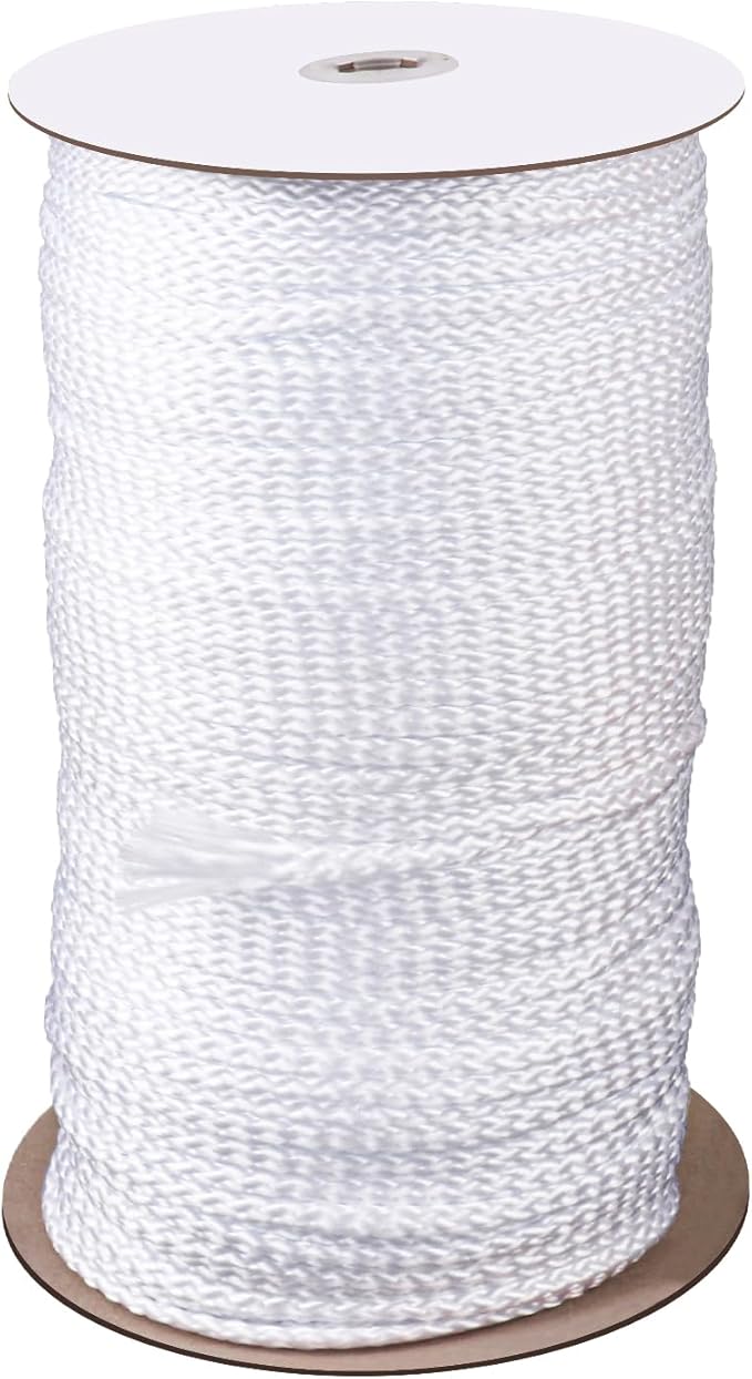 1/4 Inch White Polyester Rope - 500 Foot White Low Stretch Polyester Rope for Hiking, Kayaking, Tarps, Camping