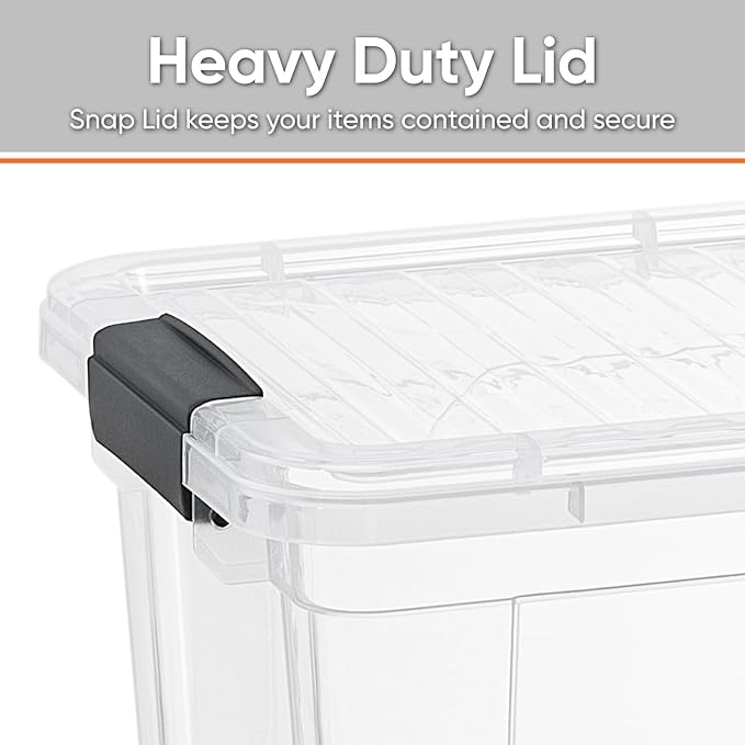 Superio Clear Storage Boxes with Lids, 49 Quart Plastic Container Bins for Organizing, Stackable Crates, BPA Free, Non Toxic, Odor Free, Organizers for Home, Office, School, and Dorm, 2 Pack