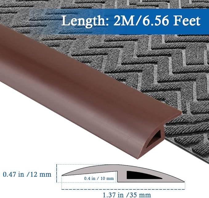 Floor Transition Strip Self Adhesive Carpet & Flooring Transitions Edging Trim Strip PVC Threshold Transitions Suitable for Threshold Height Less Than 10mm (6.56Ft, Brown)