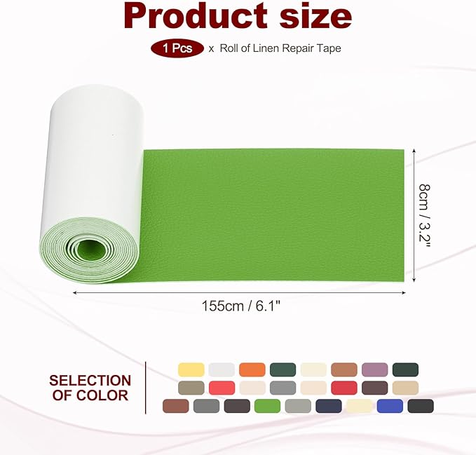 PATIKIL Leather Patches Tape for Furniture, 3.2 x 61 Inch Self Adhesive Vinyl Leather Repair Kit Cover Sheet for Couch, Sofa, Car Seats, Office Chair, Grass Green