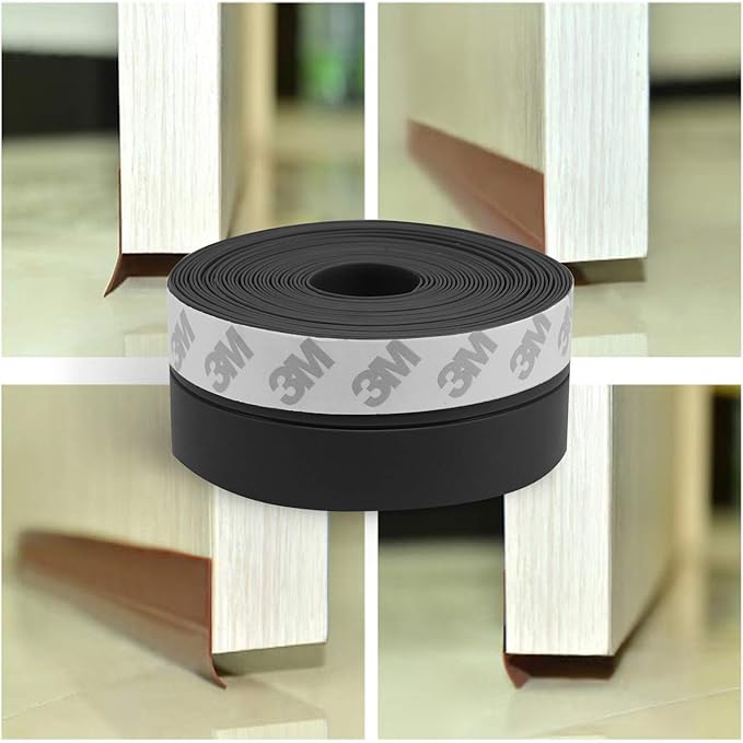 TAROSE Weather Stripping, Silicone Door Seal Strip Door, 16 Feet Long Black (Width 25mm)