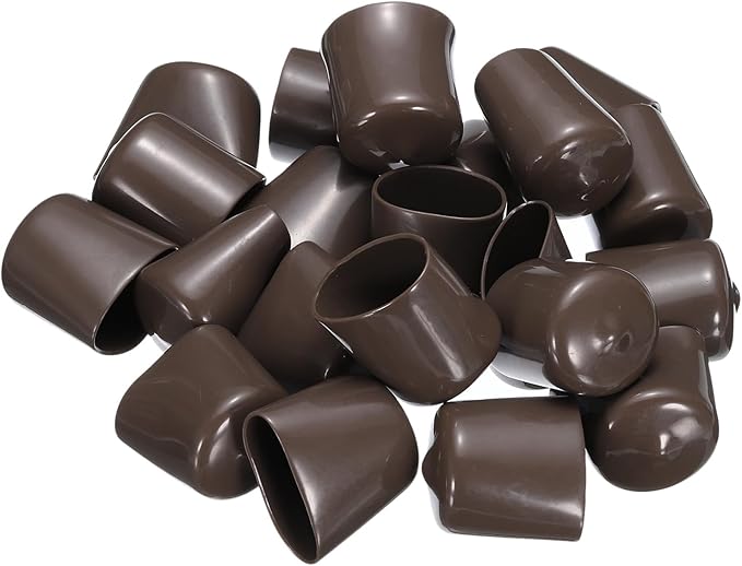 uxcell 20pcs Rubber End Caps 22mm ID Vinyl Round Tube Bolt Cap Cover Screw Thread Protectors Brown