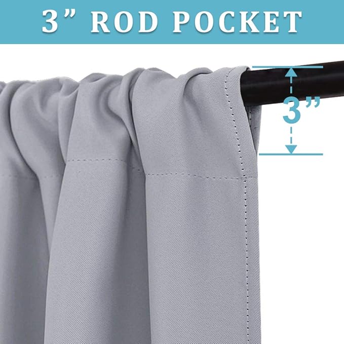 RYB HOME Blackout Curtains for Kitchen, Over Sink Privacy Curtains Window Decor, Thermal Insulating Drapes for Bathroom Cafe Bedroom Small Window, W 42 x L 24 inch, Silver Grey, 2 Panels