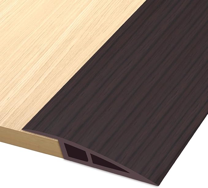 Vinyl Door Threshold Flooring Transition Strip Self Adhesive Carpet Edging Strip for Laminate Doorway Edge Threshold from 3/5" to 4/5" (Black Walnut Wood Grain, 3.3 Ft)