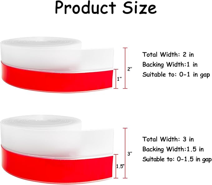 Silicone Weather Stripping, 2 inch (W) x 20 Ft (L) Door Draft Stopper Window Seal Strip for Gaps of Door & Windows, Garage Door Under Bottom, Sealing Tape Shower Doors Sweep, Black