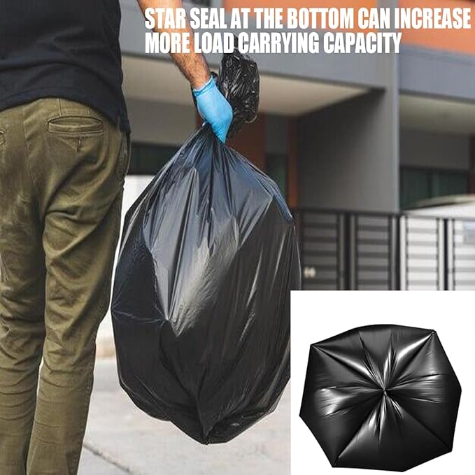 30 Gallon Trash Bags, 250 Count Black Garbage bags, Multi-purpose Trash Can Bin Liners for Bathroom, Office, Industrial, Commercial, Janitorial, Municipal, Recycling