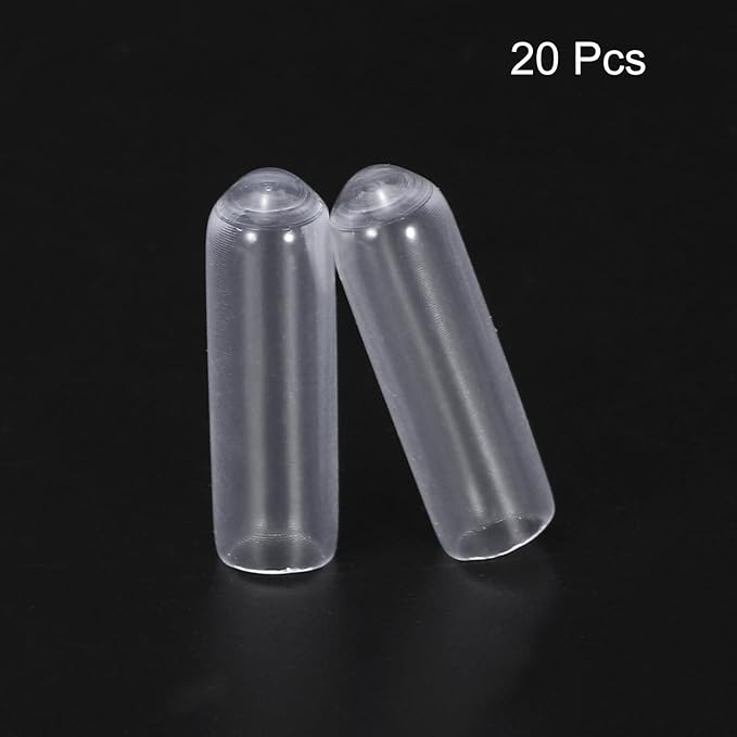 uxcell 20pcs Rubber End Caps 4mm ID Vinyl PVC Round Tube Bolt Cap Cover Screw Thread Protectors Clear