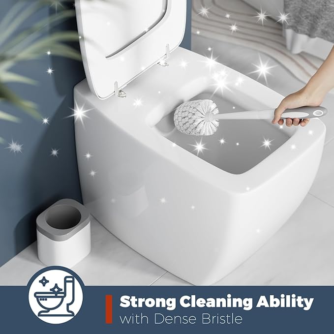 Toilet Brush, 2 Pack Toilet Brush and Holder Set Bathroom Accessories, Toilet Bowl Brush and Holder for Bathroom, White