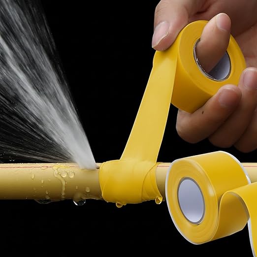 Self Fusing Silicone Tape 2 Rolls 1 in x 10' Yellow Waterproof Rescue Tape Rubber Leak Silicone Self-amalgamating Tape for Plumbing, Sealing Pipes, Hose Repair, Outdoor Coax and Tool Fixation