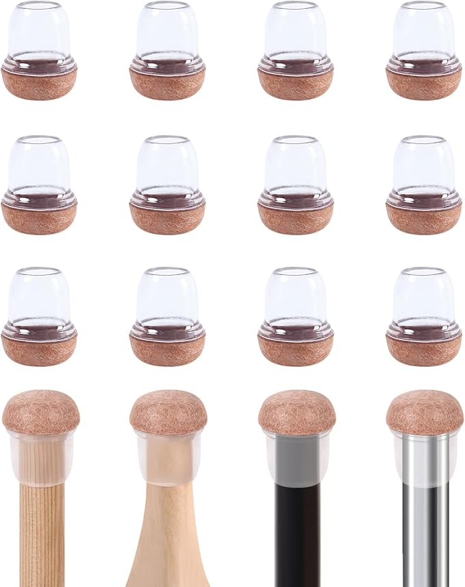 Ezprotekt 24 Pcs Small Clear Silicone Chair Leg Floor Protectors for Hardwood Floors, Chair Leg Caps Covers, Floor Protectors for Chair, Bar Stool Leg Protectors Round (S Fit: 3/5" to 3/4", 15-19mm)