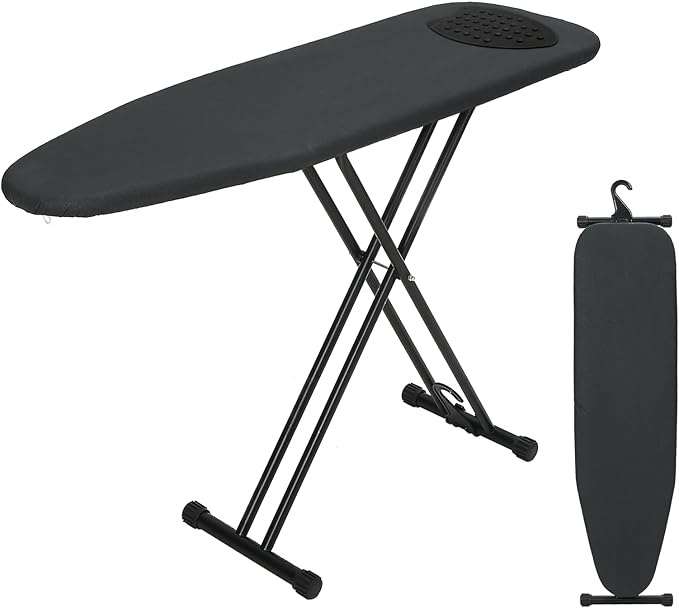 Ironing Board Full Size 53x13, RAINHOL Heavy Duty Iron Board with Thick Padded Cover, Height Adjustable Ironing Boards with Smart Hanger, Heat-Resistant Silicone Pad Iron Rest