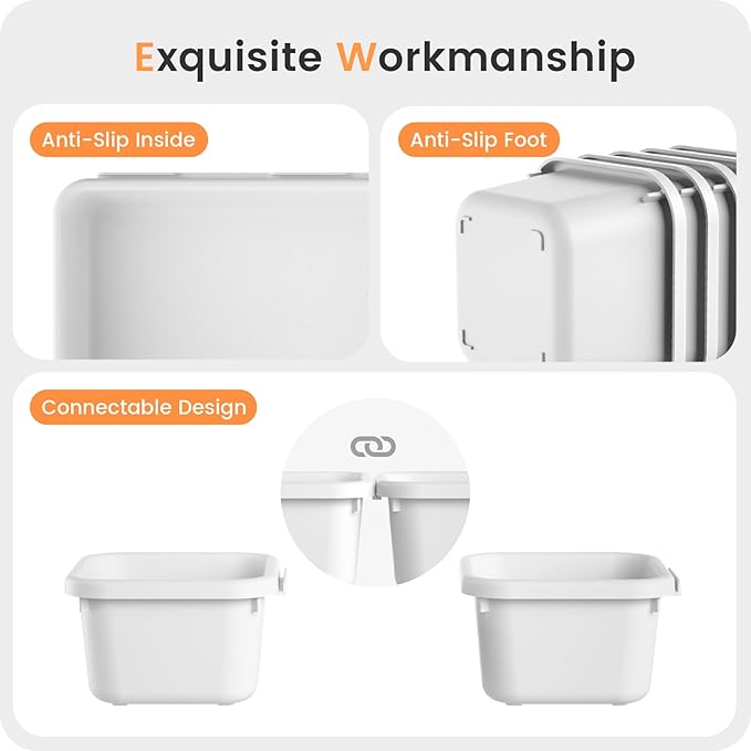 A-LuGei 【28PCS】 Drawer Organizer, Bathroom Organizers and Storage, Makeup organizer, Desk drawer organizer, Storage Bins for Kitchen Office Bedroom Vanity Jewelry Pantry Garage【White】【4Size】