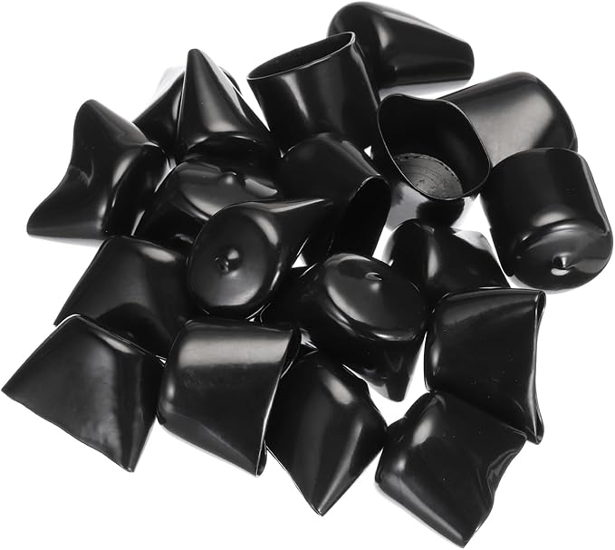 uxcell 20pcs Rubber End Caps 32mm ID Vinyl PVC Round Tube Bolt Cap Cover Screw Thread Protectors Black