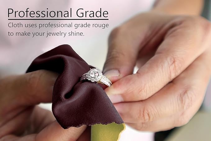 Cadie Silver Polishing Rouge Cloth - 100% Treated Cotton Polishing Cleaning Cloth for Gold Jewelries Platinum and Silverware - Reusable Rouge Cloths Restore Shines | 10 x 12 Inches - 2 Pack