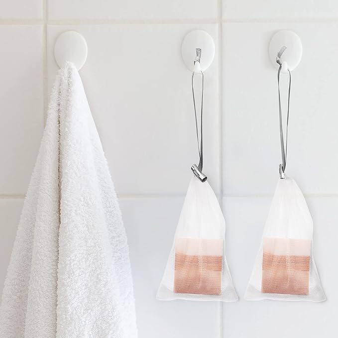 Cobahom 6 Pcs Mesh Soap Bag Mesh Foaming Net Soap Sack Bags Soap Handmade Soap Bubble Mesh Net Bags with Drawstring for Bath & Shower (Gray)