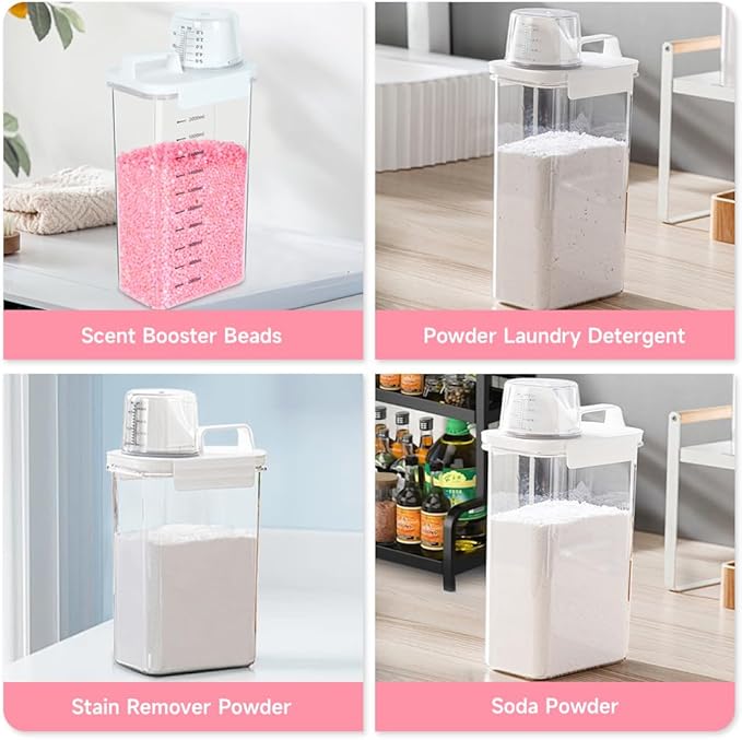 Tokokimo Laundry Powder Dispenser, Laundry Detergent Dispenser for Laundry Room Organization and Storage, Laundry Beads Container, Suitable for Scent Beads, Washing Powder