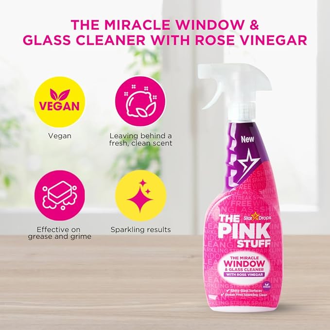 Stardrops - The Pink Stuff - The Miracle Cleaning Paste, Multi-Purpose Spray, Bathroom Foam Spray, Window & Glass Cleaner, and Cream Cleaner Bundle