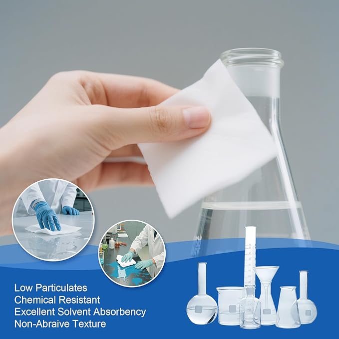 Cleanroom Wipes 9"x9" (300 Pcs, Cellulose/Polyester Blend, Grade A, 68GSM) Lint Free Wipes for Laboratory, Electronics, Pharmaceutical,Printing,Automotives and Semiconductor Industries