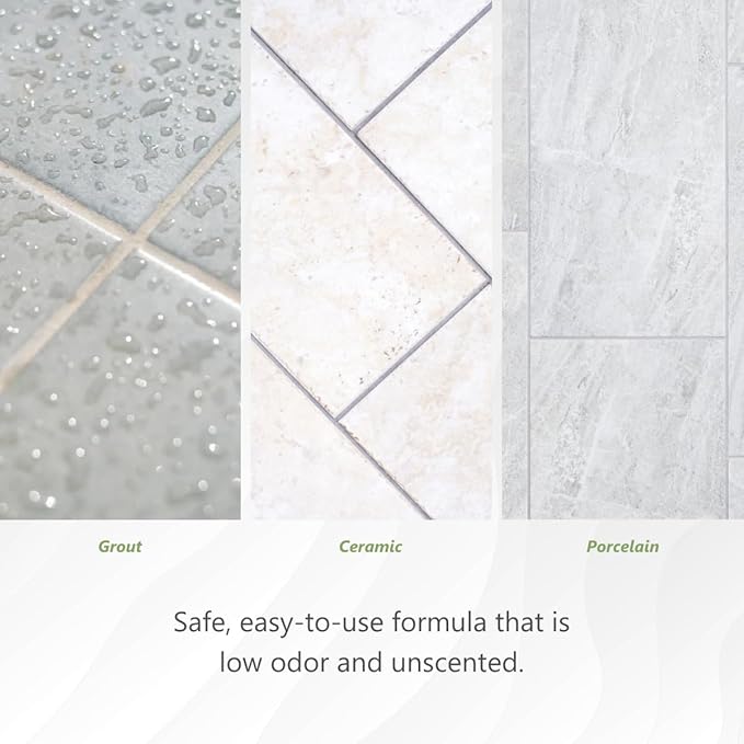 MORE Grout, Ceramic & Porcelain Tile Sealer - Water-Based Grout Sealer - Stain, Tile & Grout Protection - for Bathrooms, Showers & Floors - Prevent Grout Haze - Safe & Easy to Use - Unscented - 32oz