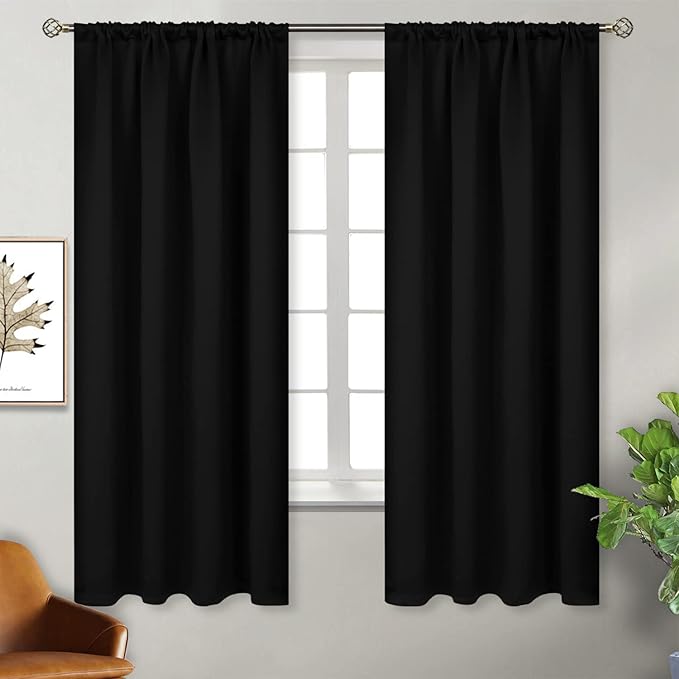BGment Black Out Thermal Curtains 63 Inch Length for Bedroom 2 Panels - Room Darkening Window Drapes with Rod Pocket Insulated Blinds Privacy for Living Room, 42 x 63 Inch