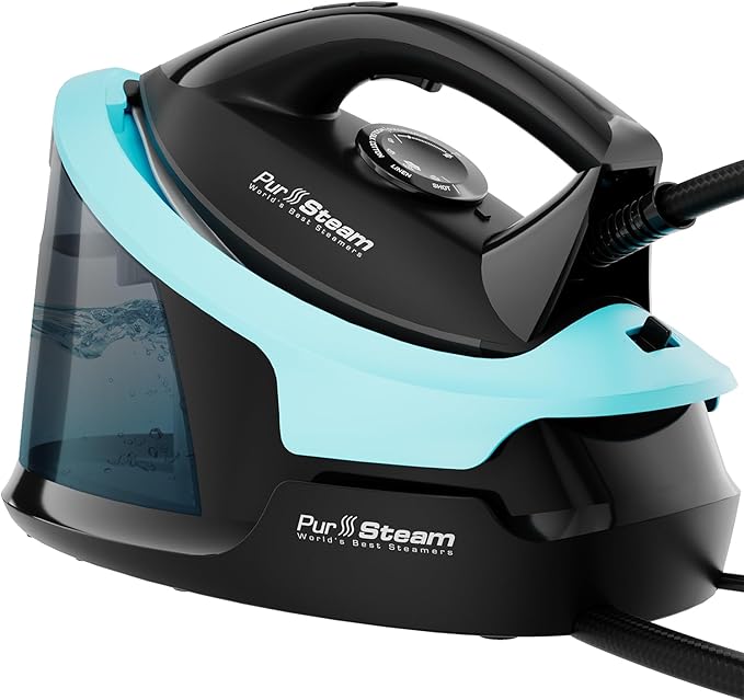 Pursteam Steam Station Max Ceramic Soleplate Steam Iron for Clothes 1500W, 50.7oz Removable Water Tank, Fast Heat Up Self-Clean, Auto Shut-Off, Professional Iron Steamer for Ironing