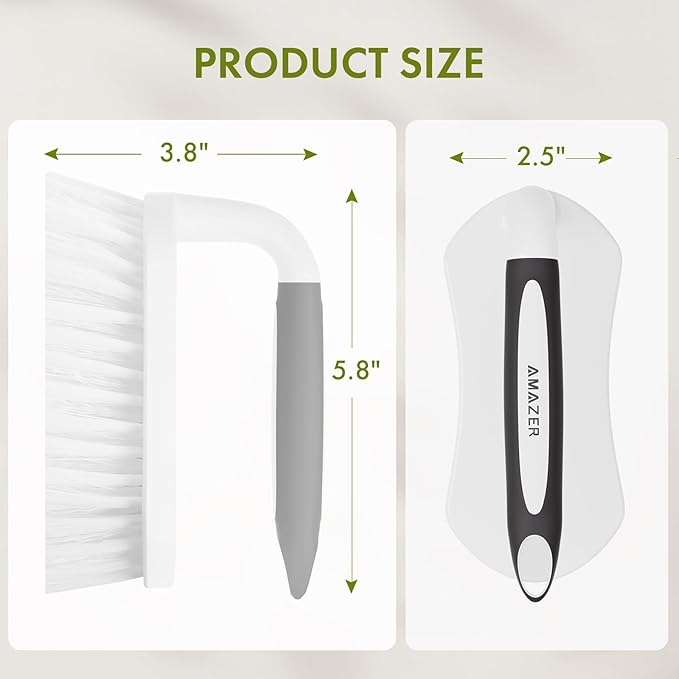 Amazer Scrub Brush for Cleaning Comfort Grip Bathtub Scrubber Stiff Bristles with Handle Heavy Duty Shower Cleaner Brush for Tub Carpet Floor Sink Outdoor - Pack of 2 (Black+Grey)
