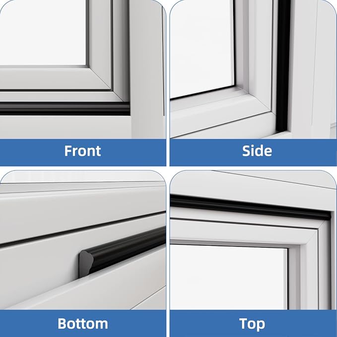 Wedge-Shape Window Weather Stripping Door Frame Seal Strip 196” Black,Upgrade Black Foam,Soundproofing,Draft Stopper,Winter Insulation,Noise Blocker, Gap Filler for Exterior Front Door Side