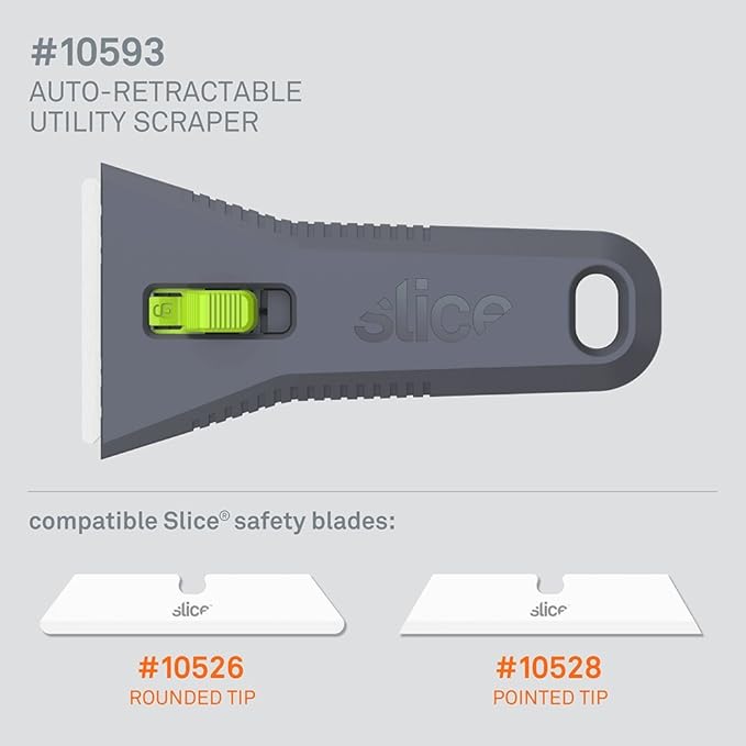 10593-CS Auto-Retracting, Utility Scraper, Locking Ceramic Blade, Rust Free, Finger Friendly, Soft-Touch Comfort Grips Reduce Strain, 12 Pack