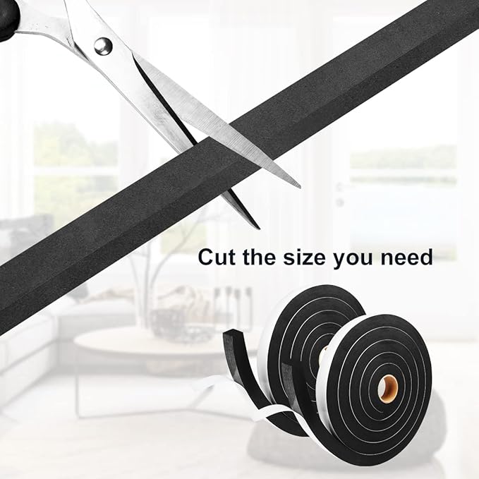 2 Rolls Foam Tape Weather Stripping Door Seal, 1'' W x 3/4'' T High Density Seal Strip, Adhesive Closed Cell Weather Strip Total 13 Feet Long