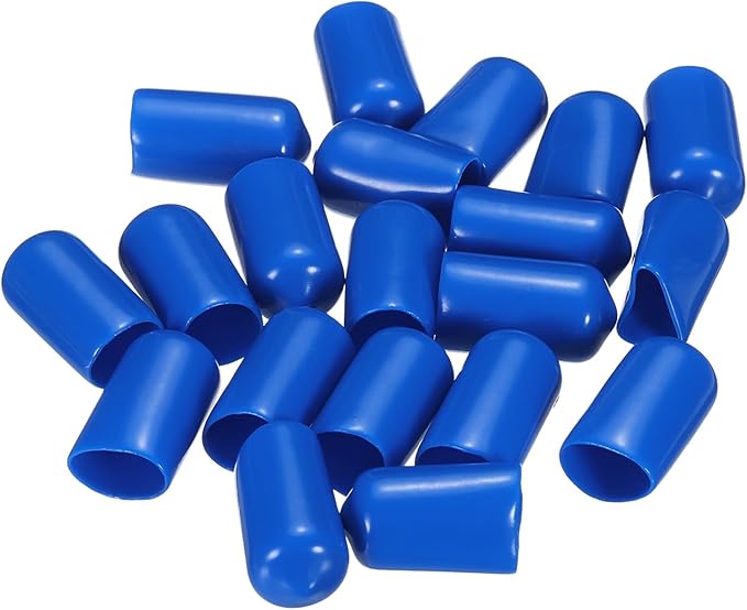 uxcell 20pcs Rubber End Caps 11mm ID Vinyl PVC Round Tube Bolt Cap Cover Screw Thread Protectors Blue