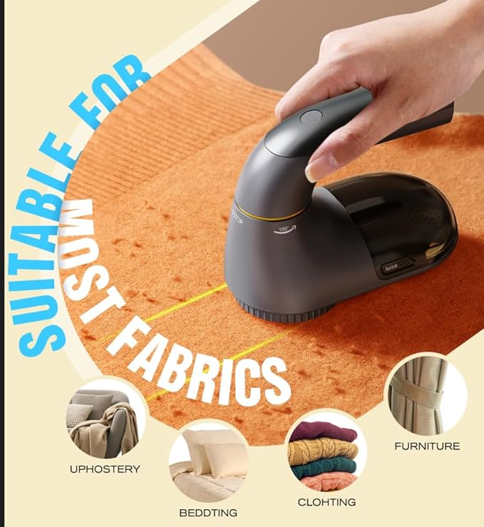 POPCHOSE Fabric Shaver, Lint Remover for Clothes, Lint Shaver with 6-Leaf Blades, 2 Speed Sweater Shavers to Remove Pilling for Clothing, Couch, Furniture, Fuzz, USB Rechargeble, Gray…