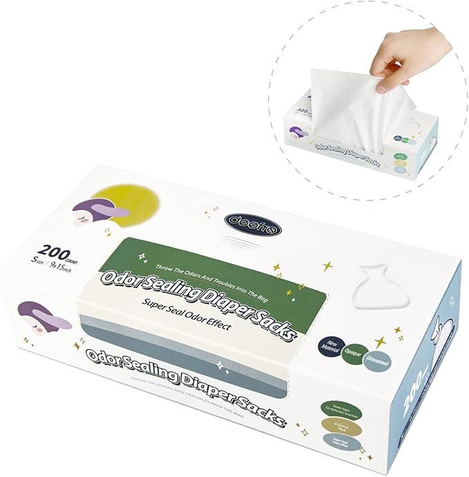 Odor Sealing Disposable Diaper Bags, 200 Count, White, Large Capacity, Unscented Diaper Trash Bags, Safety, Multiple Specifications, Wide Application, Easy to Use