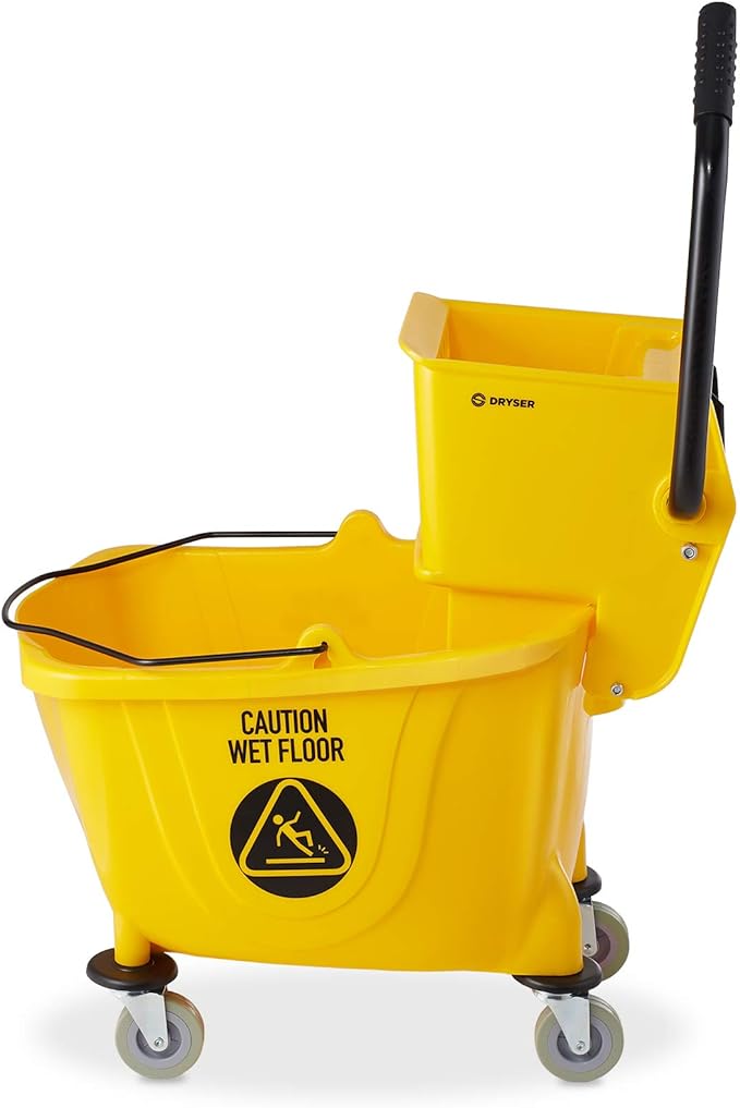 Dryser Commercial Side Press Wringer Combo Mop Bucket, 33 Quart, Yellow