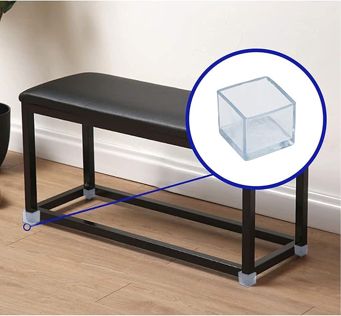 12 Pcs Transparent Square Anti-Slip Rubber Leg Tips Chair Leg Caps Furniture Floor Protectors Chair Table Bar Stool Leg Covers Furniture Leg Cube Feet 1.57 Inch x 1.57 Inch (40 x 40mm)