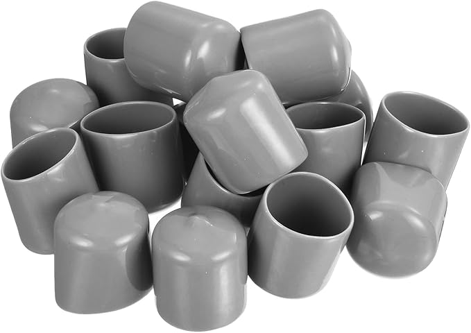uxcell 20pcs Rubber End Caps Protective Caps 28mm ID Vinyl PVC Round Tube Bolt Cap Cover Screw Thread Protectors, Light Grey