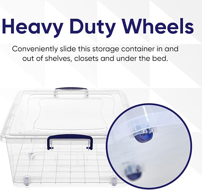 Superio Storage Bins with Lids, Clear Plastic Containers for Organizing, Stackable Totes, BPA Free, Odor Free, Organizer Boxes for Home, and Dorm (4 Pack, 42 Quart)