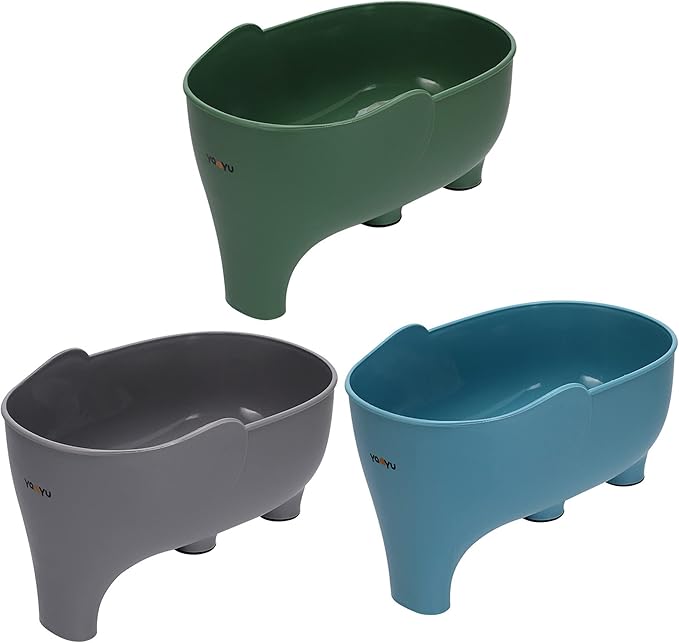 3PCS Vegetables Washing Basket - Elephant Drainage for Fruit, Pasta, Noodles - Kitchen Draining (Blue, Green, Gray)
