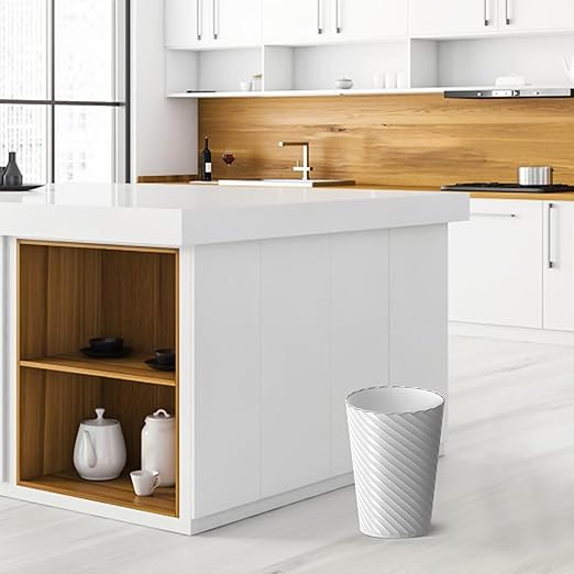 Bathroom Trash Can, 3 Pack 1.8 Gallons Small Trash Can with Trash Bags, Bathroom Garbage Can, Plastic Trash Bin, Round Waste Basket for Bedroom, Office, Room (White Black Grey)