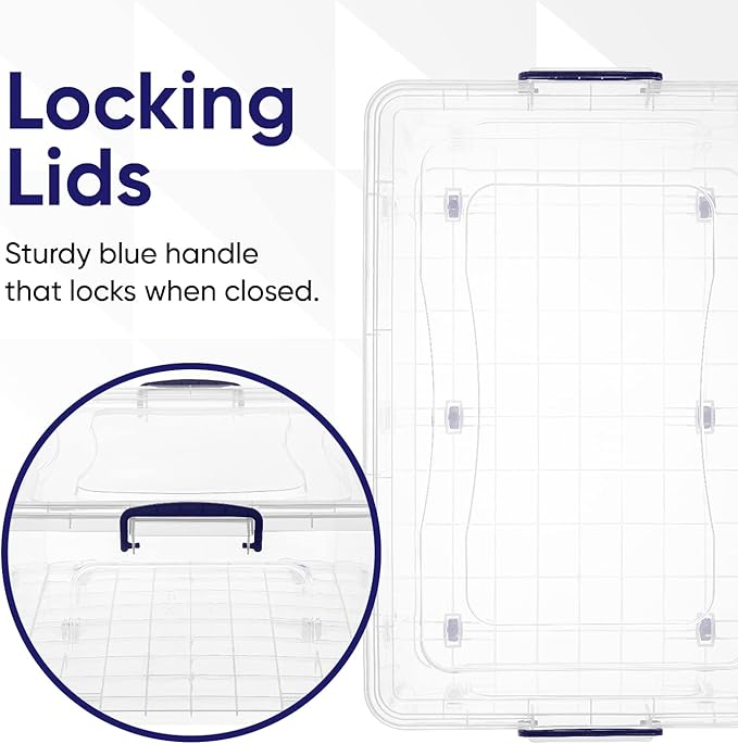 Superio Storage Bins with Lids, Clear Plastic Containers for Organizing, Stackable Totes, BPA Free, Odor Free, Organizer Boxes for Home, and Dorm (4 Pack, 60 Quart)