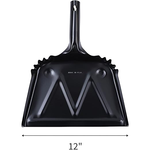 Genuine Joe Heavy-Duty Black Metal Dustpan, 12"
