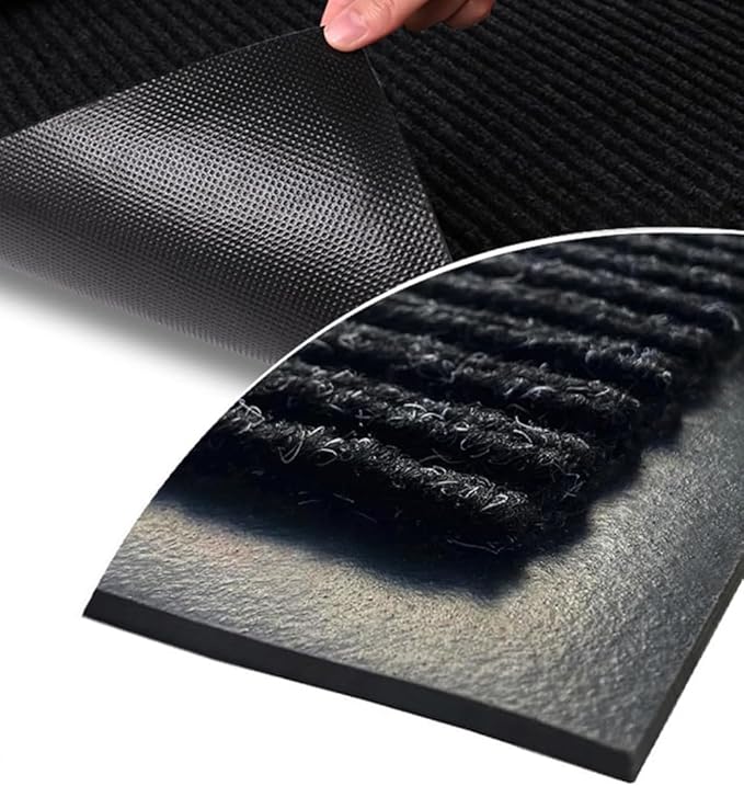 SRDDQLC Door Floor Mat Commercial Grade Large Size Heavy Duty Tough Entry Collection Slip Skid Entrance Mat with Rubber Backing Low Profile and Easy to Clean Indoor Outdoor Rug,3x6FT,Black