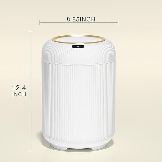 Automatic Motion Sensor Bathroom Trash Can with Lid, 3 Gallon Touchless Trash Bin, Smart Plastic Electric Garbage Cans Small White Wastebasket for Office, rv, Bedroom, Living Room