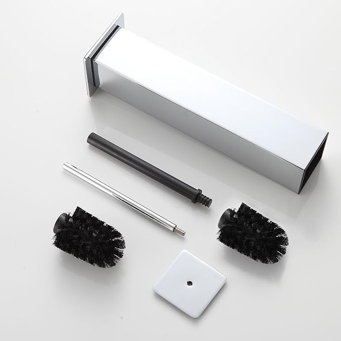Chrome Toilet Brush and Holder,Toilet Bowl Brush with Extra Long Handle