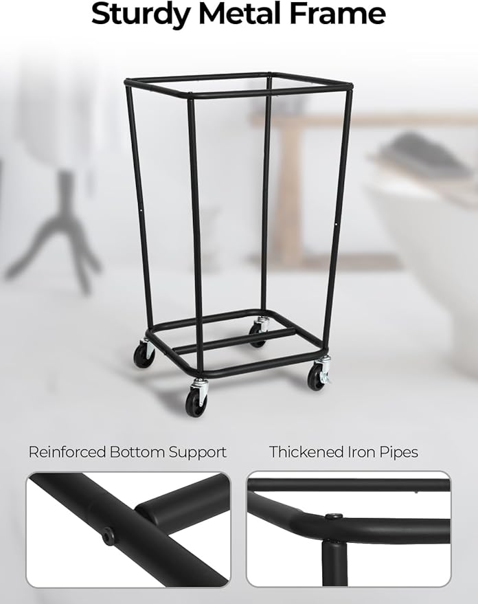 StorageWorks 160L Laundry Basket with Wheels, Large Rolling Hampers for Clothing Organizer, Dirty Clothes Basket for Hotel, Home, Closet, Dorm, Black