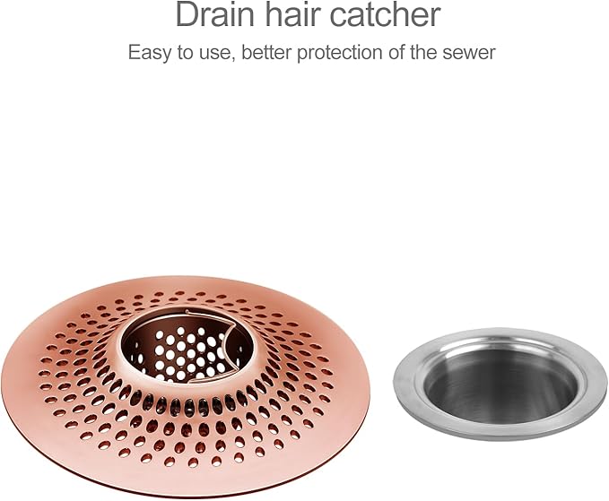 LEKEYE Shower Drain Hair Catcher/Bathroom Drain Cover/Bathtub Drain Strainer/Shower Stall Drain Protector(Red Copper)