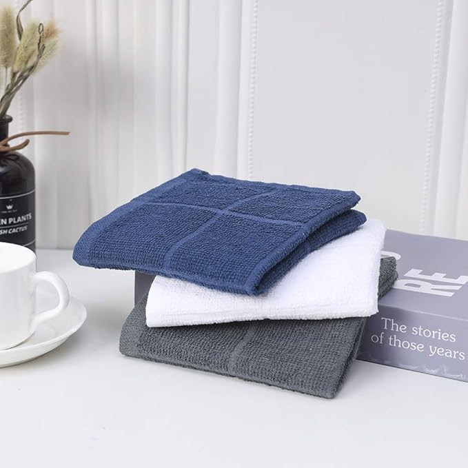Glynniss Kitchen Dish Cloths Highly Absorbent Dish Rags 100% Cotton Wash Cloths for Washing Dishes (White, 50)