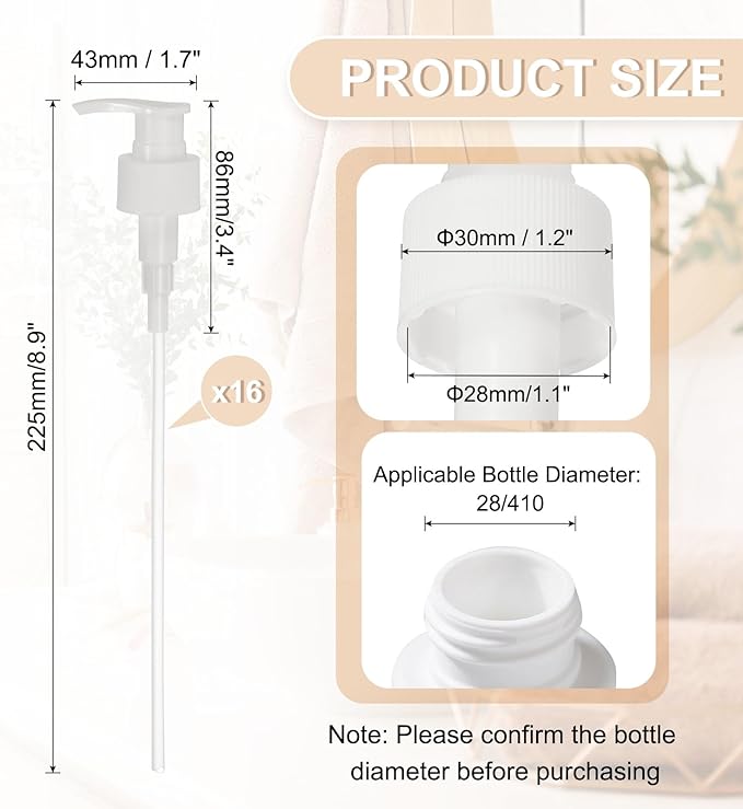 uxcell 16 Pcs Soap Dispenser Pump Heads Soap Dispensers Top Pumps Replacement Switch Pumphead for Standard 24/420 Neck Size Lotion Shampoo Bottle, White
