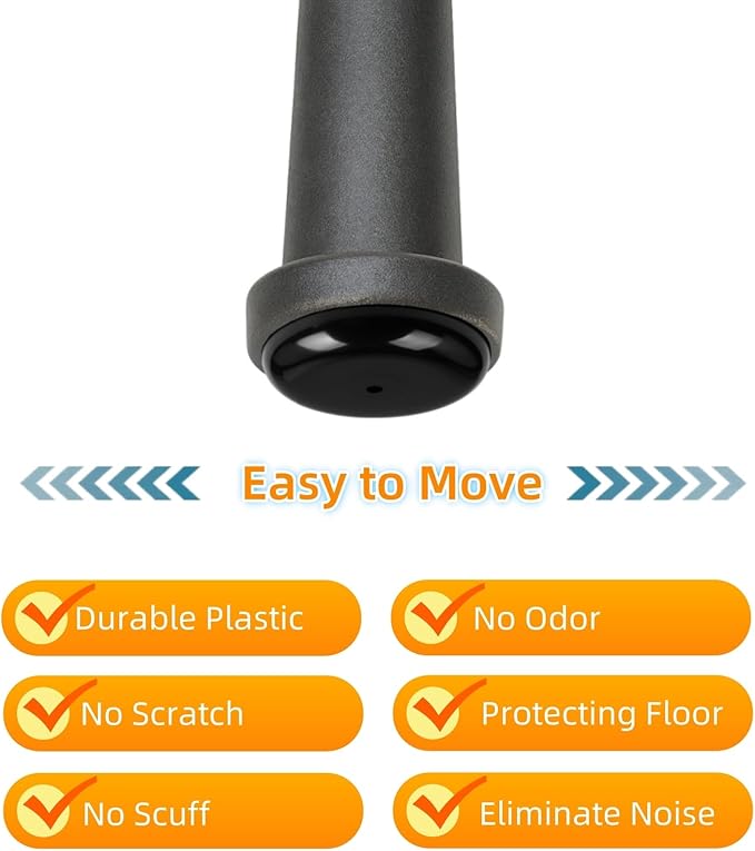 Wrought Iron Patio Furniture Feet Caps - Furnigear 1-1/2" Round Plastic Outdoor Chair Leg Caps, Floor Protectors for Metal Chairs & Tables, Patio Furniture Replacement Rubber Feet (24 Pack, Black)