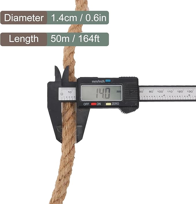 1/2 inch Hemp Rope, 164 Feet Twisted Manila Rope for Scratching Posts, Camping, Garden, Crafts, DIY Projects