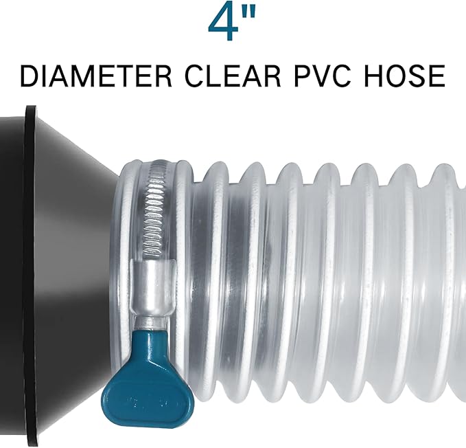 Heavy PVC Dust Collection Hose 4" x 10', Flexible Clear PVC Fume Collection Hose, Puncture-Resistant, Reinforced With Coated Wire Helix